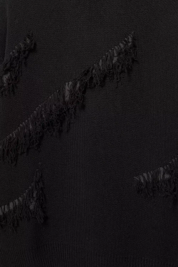 PULL&BEAR Рваный свитер с бахромой, черный