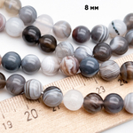 Агат Ботсвана бусины, диаметр 7,8-8,1 мм, цена за 24 шт (1/2 нити)