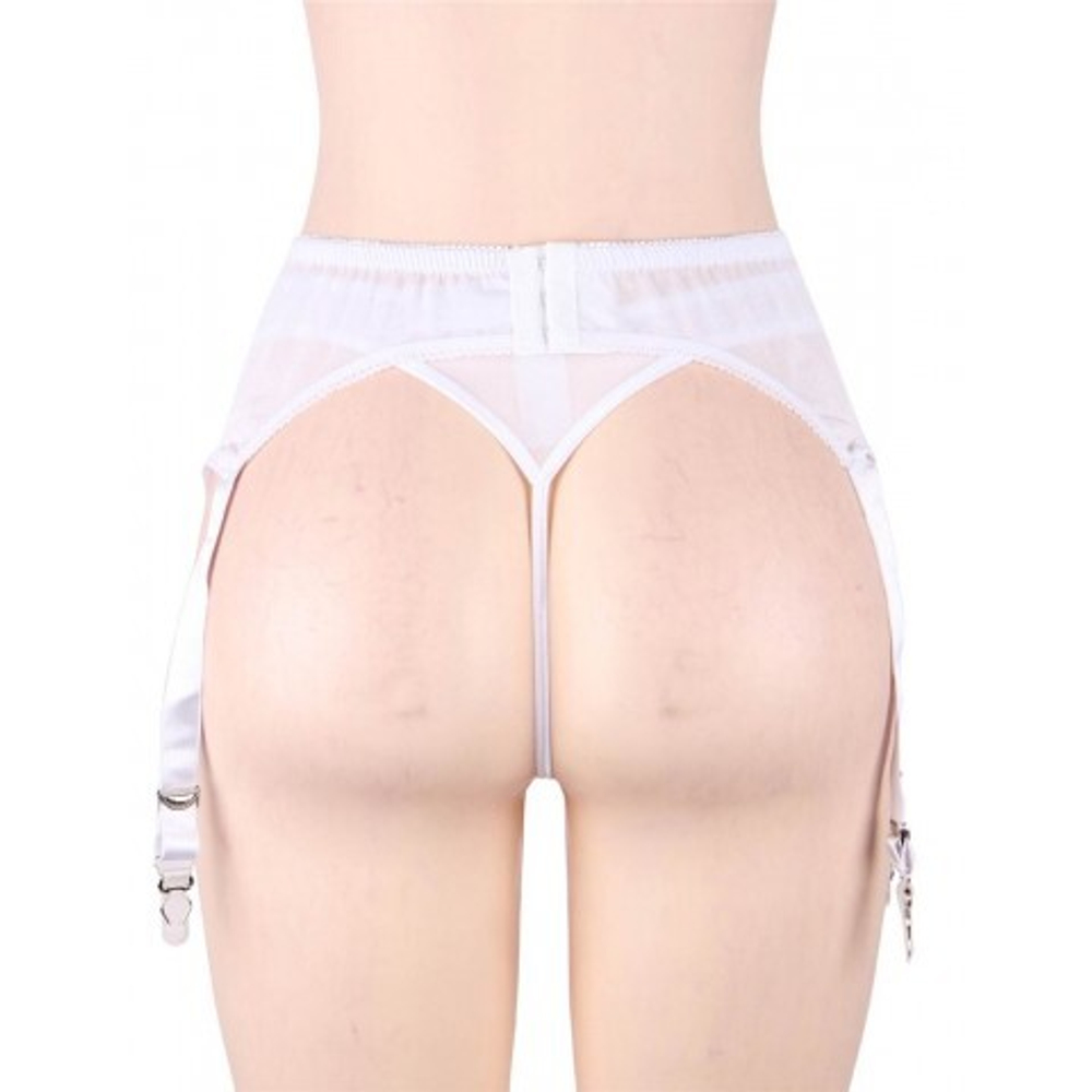 Пояс белый для чулок с ремешками на клипсах (XS-S)