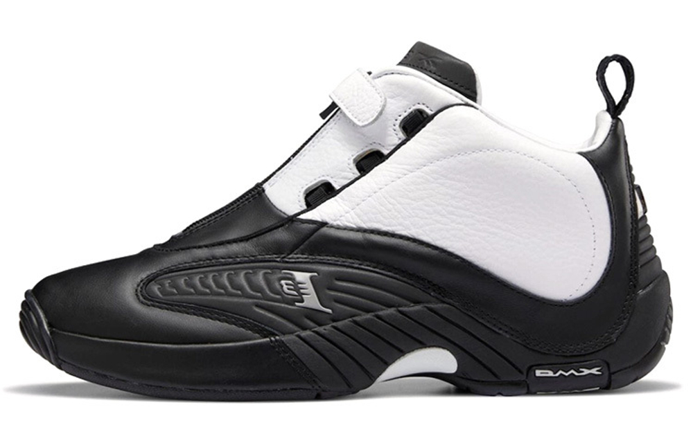 Reebok Answer 4 Step Over Anti-skid Wear Medium Retro Basketball Shoes Men's Black and White