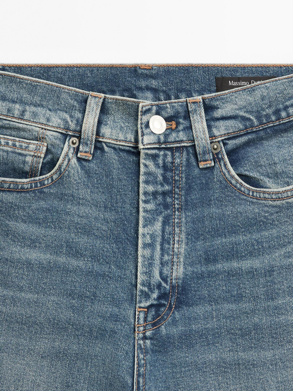 Massimo Dutti Расклешенные джинсы с высокой посадкой, голубой