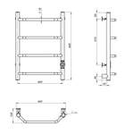 Полотенцесушитель электрический ЛЦ 60х40 4 пер ТРАПЕЦИЯ унив (скрыт подкл, таймер,186 Вт) ТРУГОР