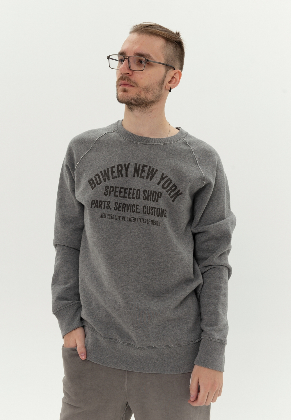 Свитшот Bowery NYC "Speeeeed Club" Grey Melange