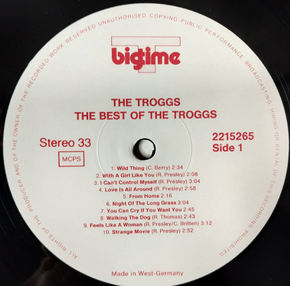 Винтажная виниловая пластинка LP The Best Of The Troggs (Germany 1985)