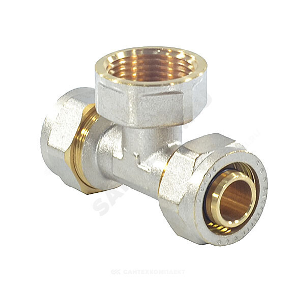 Тройник МП латунь никель обжим Дн 20х3/4"х20 ВР ГОСТ 32415-2013 7013 Aquasfera 7013-02