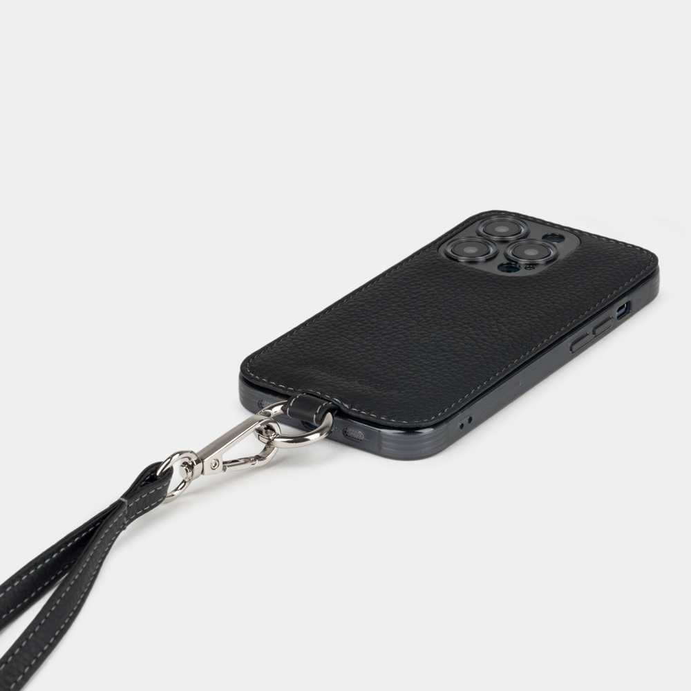 Чехол-накладка для iPhone 14 Pro Max из натуральной кожи теленка, черного цвета