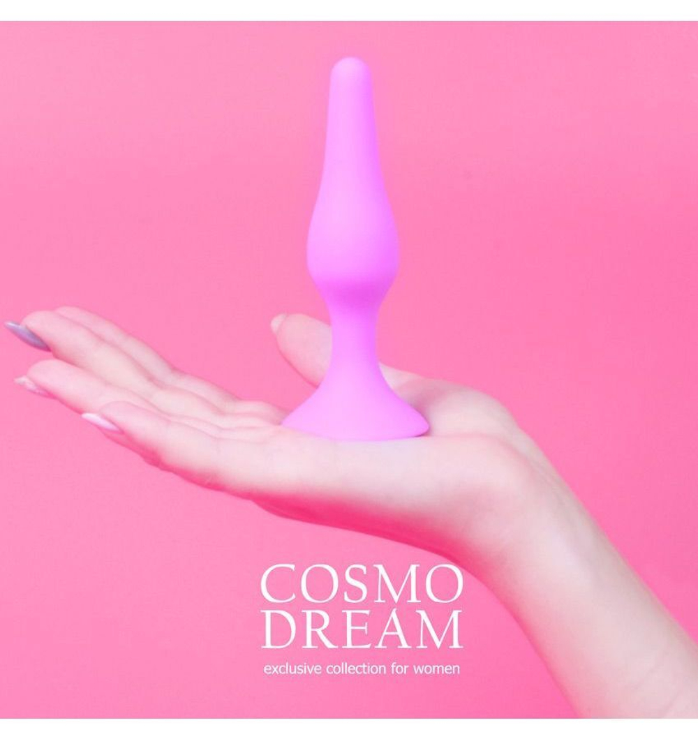 Розовая анальная втулка с ограничителем - 10 см. (Цвет: розовый)