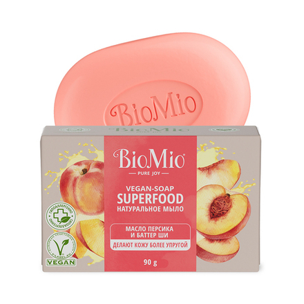 Туалетное мыло BioMio Vegan-soap Superfood Персик и ши, 90 г