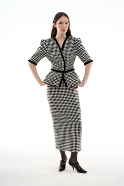 Юбка-карандаш миди черно-белая