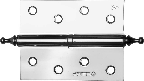 Петля дверная разъемная ЗУБР ″ЭКСПЕРТ″, 1 подшипник, цвет хром (CP), левая, с крепежом, 100х75х2,5мм, 2 шт