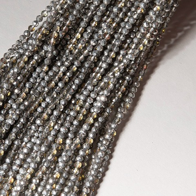 ш2-сз Шпинель синт. 2мм серебристая с золотистым покрытием, нить 37см