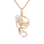 Подвеска «Райская птичка» из красного золота с фианитами