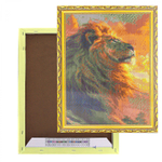 Алмазная мозаика Alingar, на подрамнике, с полным заполнением, (глянц) дизайн рамка, 30х40 см, 20 цветов, "Лев на закате"