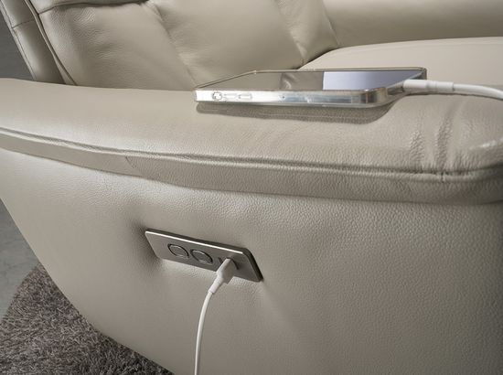 Поворотное кресло-реклайнер 5114/KM-A6010-M565 серое кожаное Испания 