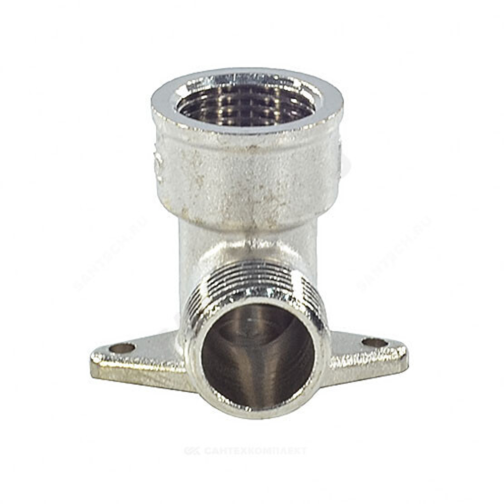 Угольник латунь никель установочный Ду 15 (1/2") 3 отверстия ВР/НР SantechSystems