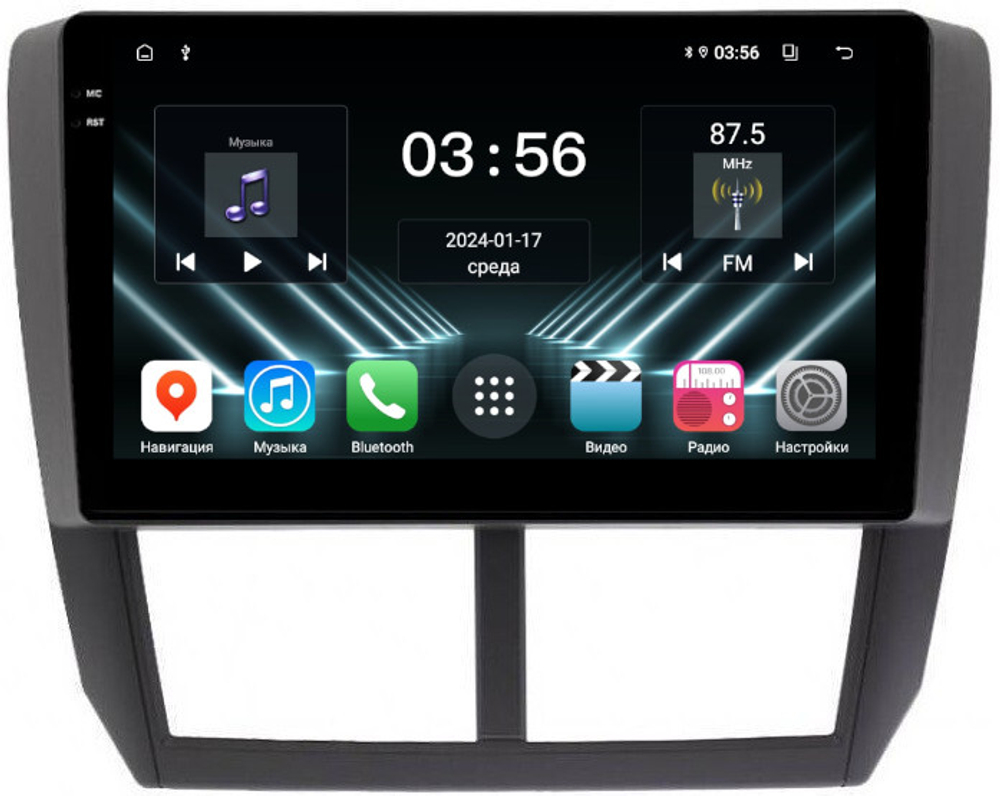 Магнитола для Subaru Forester 3 2008-2013, Impreza 3 2007-2011 - FarCar DX062M монитор 9.5" IPS на Android 13, 4+64Гб, CarPlay