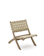 Складное кресло Chabeli из массива акации и шнура кремового цвета