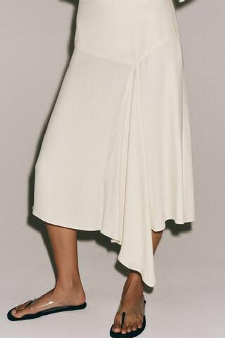 ZARA ЮБКА МИДИ ИЗ КОЛЛЕКЦИИ FLUIDA ZW, ЭКРЮ