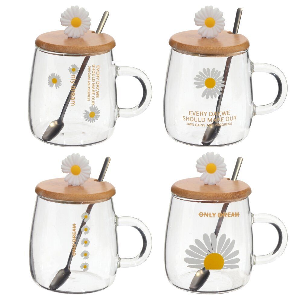 GAEM Кружка с крышкой и ложкой, 470 мл, L12,5 W9 H13 см, 4в.