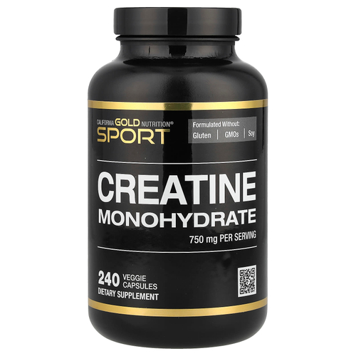 California Gold Nutrition, Sport, чистый моногидрат креатина, без вкусовых добавок, 750 мг, 240 растительных капсул