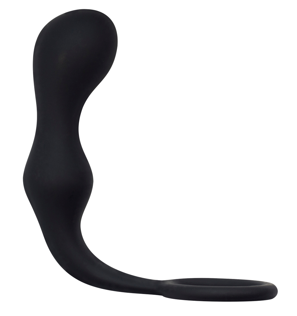 Эрекционное кольцо с анальной пробкой Double Pleasure Anal Plug Black 4217-01Lola