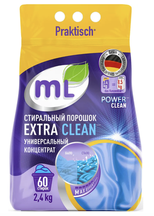 ML Стиральный порошок EXTRA CLEAN универсальный концентрат, Meine Liebe, 2,4 кг