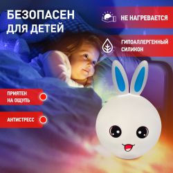 Ночник - светильник светодиодный ЭРА NLED-416-2W-BU аккумуляторный мягкий силиконовый белый с синим | Ночники