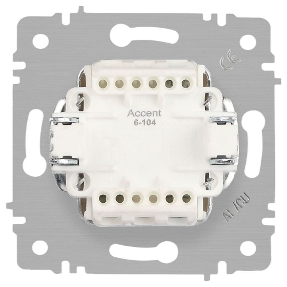 Выключатель Intro Accent 6-104-01М двойной, 10А-250В, IP20, СУ, AL/CU, белый матовый | Intro
