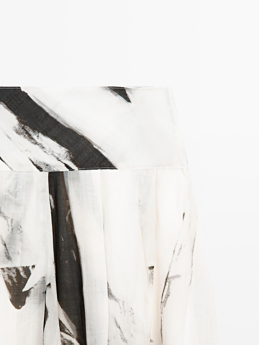 Massimo Dutti Юбка миди с струящимся мраморным принтом, кремовый