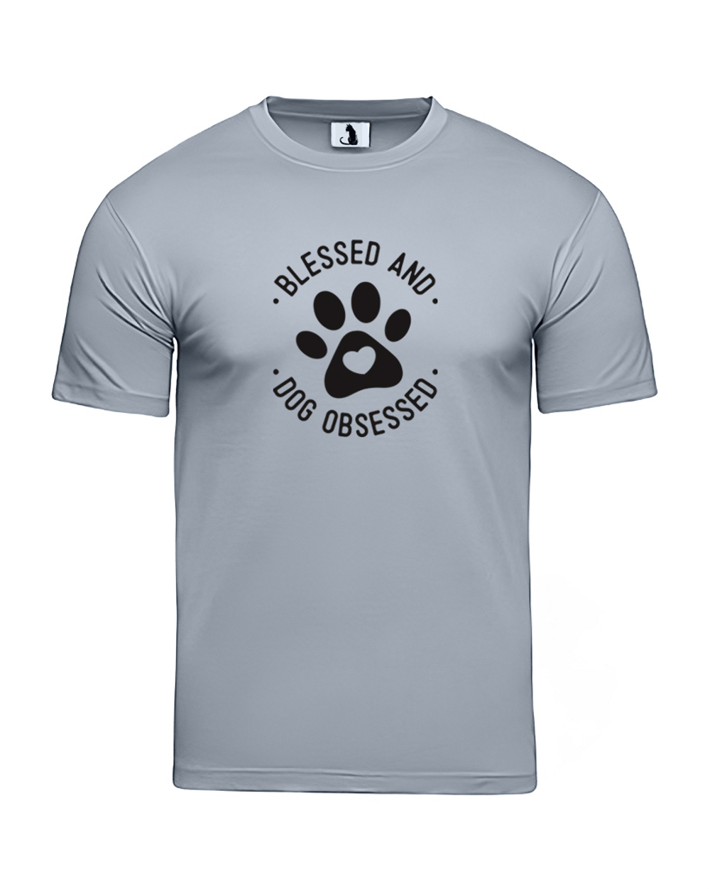 Футболка Blessed and dog obsessed unisex серая с черным рисунком