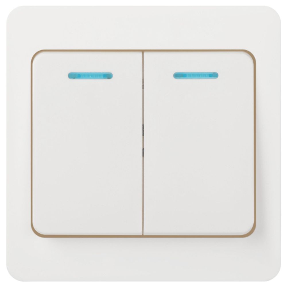 Выключатель Intro Style 7-105-01 двойной с подсветкой, 10А-250В, IP20, СУ, белый | Intro