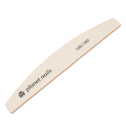 Пилка для ногтей Mylar широкая полукруглая 100/180 белая Planet Nails