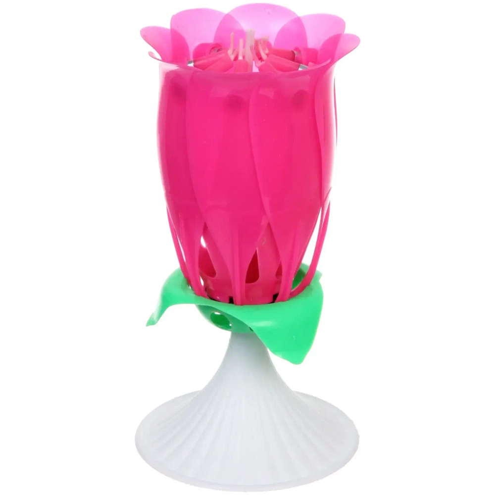 Свеча для торта раскрывающийся цветок «Роза» (8 свечей), Розовый