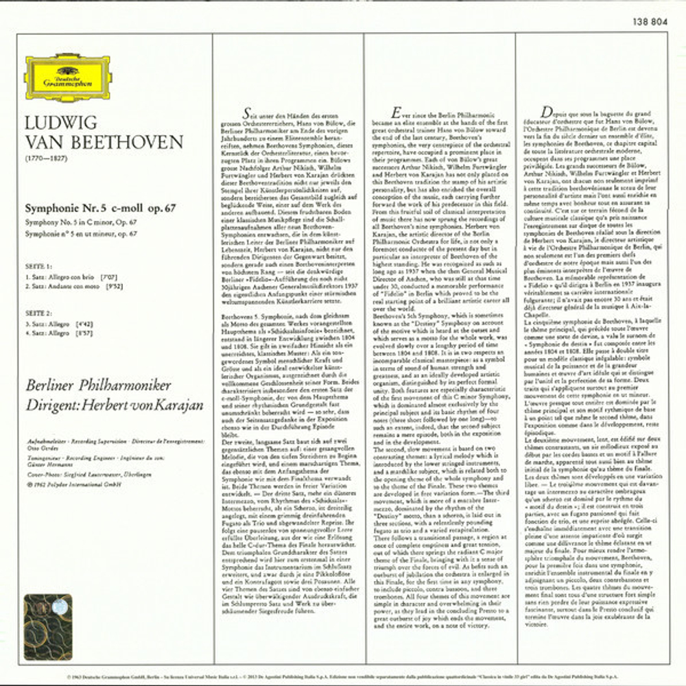 Herbert von Karajan & Berliner Philharmoniker / Beethoven: Symphonie Nr.5 (LP)