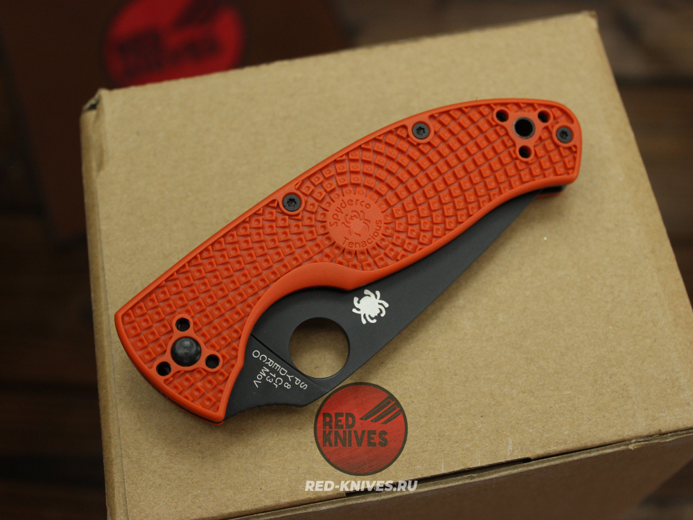Нож Spyderco Tenacious LTW - оранж. рук., черный клинок RK-497