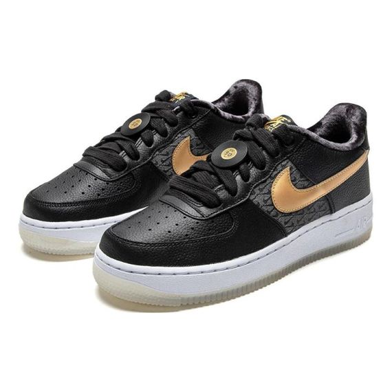 Nike Air FORCE 1 Детские Скейтбординги Низкие Кроссовки Черные Унисекс