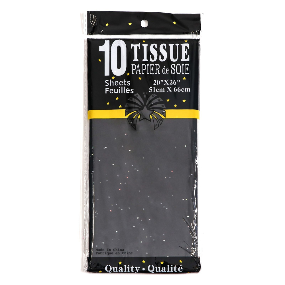 Бумага упаковочная тишью, "Конфетти", чёрная, 50 х 66 см 9618343