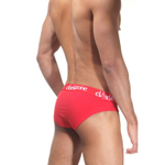 Красные мужские трусы-слипы с контрастными надписями на резинке (Размер: XL) (Цвет: красный)