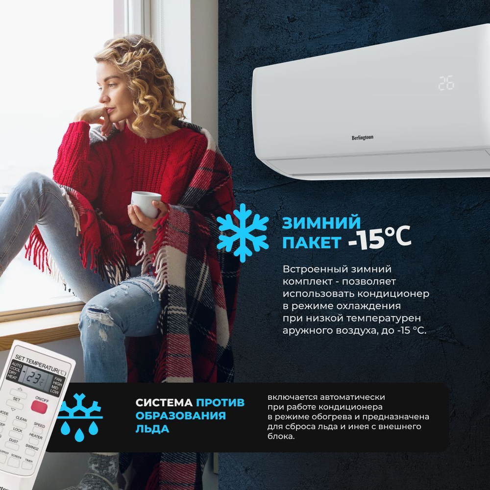 Инверторная мульти сплит-система Berlingtoun на 5 комнат (20м2x2 + 30м2x2 + 40м2) BMO-42/5AIN1/BMI-07AIN1x2 + BMI-09AIN1x2 + BMI-12AIN1