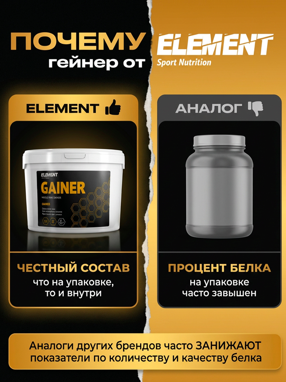 Гейнер для набора массы ELEMENT GAINER , Ваниль , 3000 г