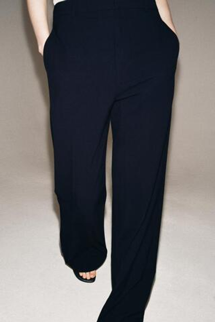 ZARA БРЮКИ WIDE LEG С ВЫСОКОЙ ПОСАДКОЙ — ZW COLLECTION, МОРСКОЙ СИНИЙ