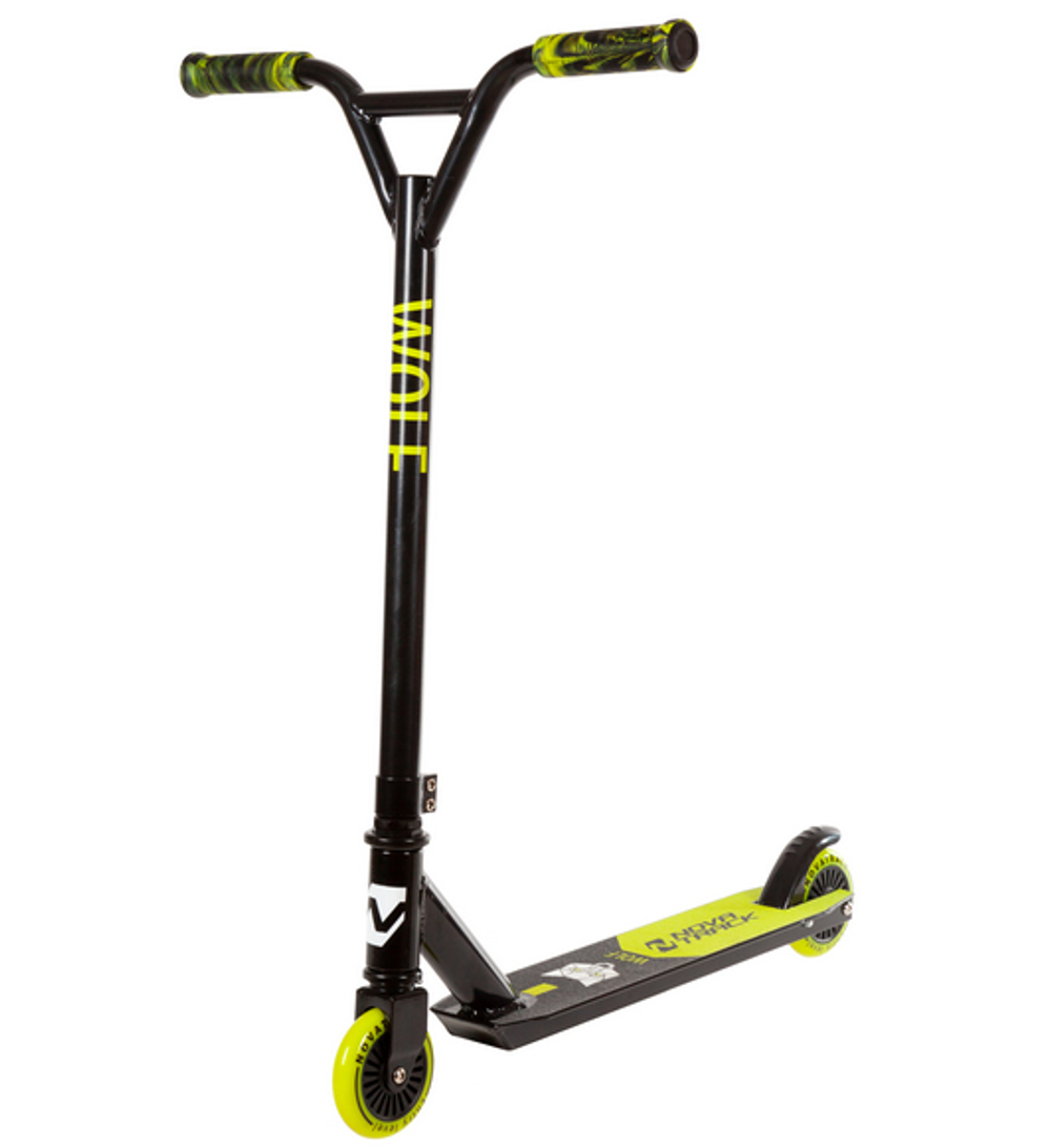 Самокат трюковый NOVATRACK WOLF EL черно-лимонный