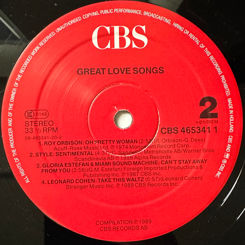 Сборник Great Love Songs 2LP (Голландия 1989г.)