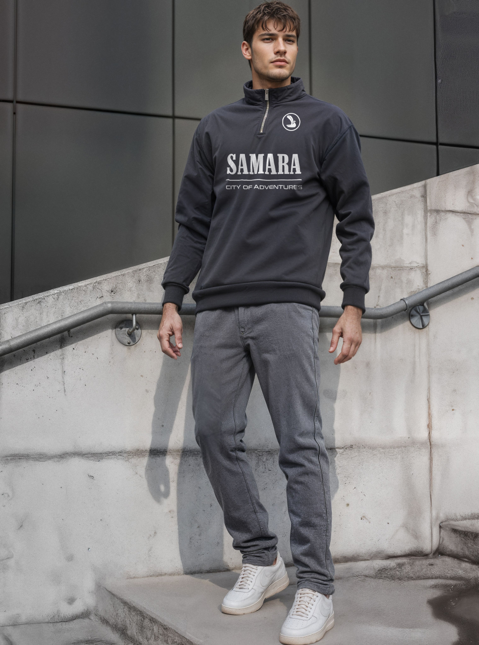 Толстовка мужская с зип-воротником "Samara" серый
