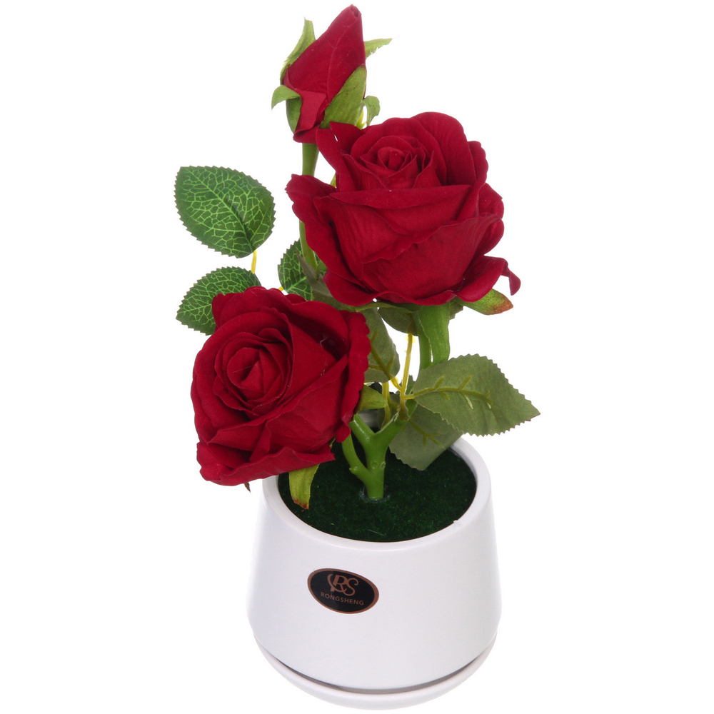 Цветочная композиция «Розовый восторг» 28см в горшке, цвет бордовый