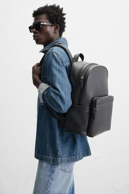 ZARA РЮКЗАК С ТЕКСТУРОЙ, ЧЕРНЫЙ