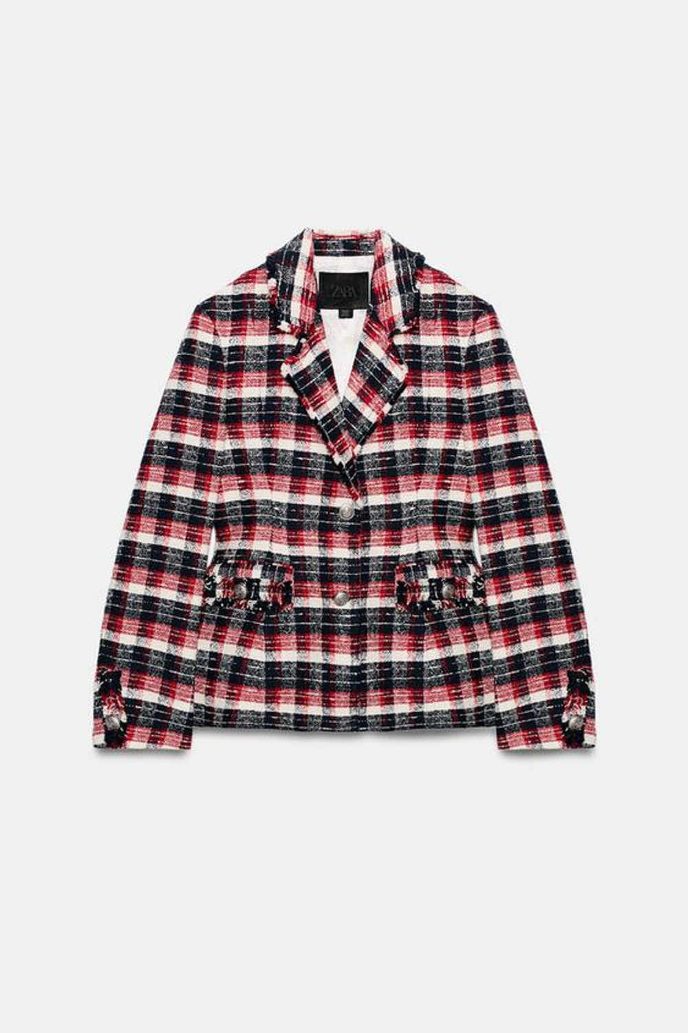 ZARA БЛЕЙЗЕР ИЗ КОЛЛЕКЦИИ ZW С БАСКОЙ В КЛЕТКУ, КРАСНЫЙ