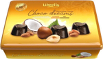 Набор конфет Libretto в молочном шоколаде с начинками: кокос-миндаль, миндальный крем, ореховый крем ж/б 200г