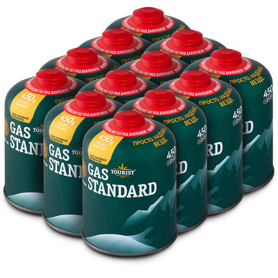 Баллон газовый резьбовой Tourist Standard 450г, комплект 12шт.