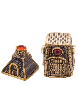 AM-3543 Наперсток «Домик Каменный» (латунь, янтарь)